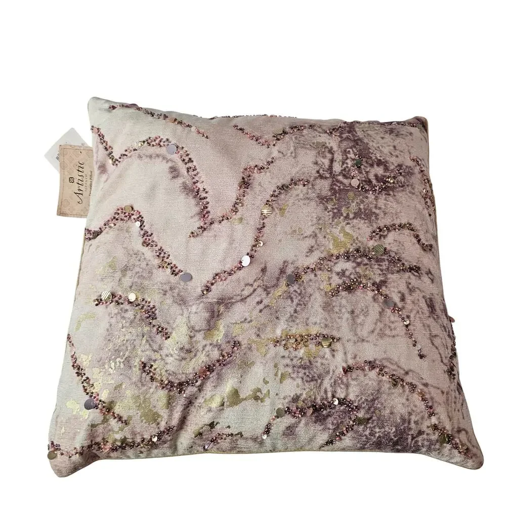 ❤️2/$12 Artistic Decorative Sequin Pillow Abstract Modern Style, New  (NWT)